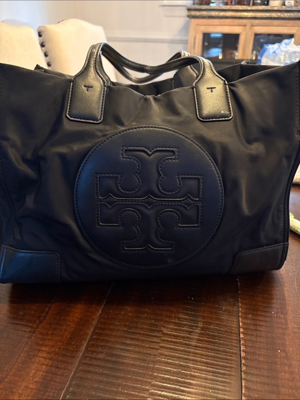 Tory Burch Black Logo Nylon Tote